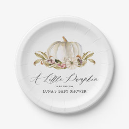 Prato De Papel Um Pequeno Pumpkin é o seu Chá de fraldas