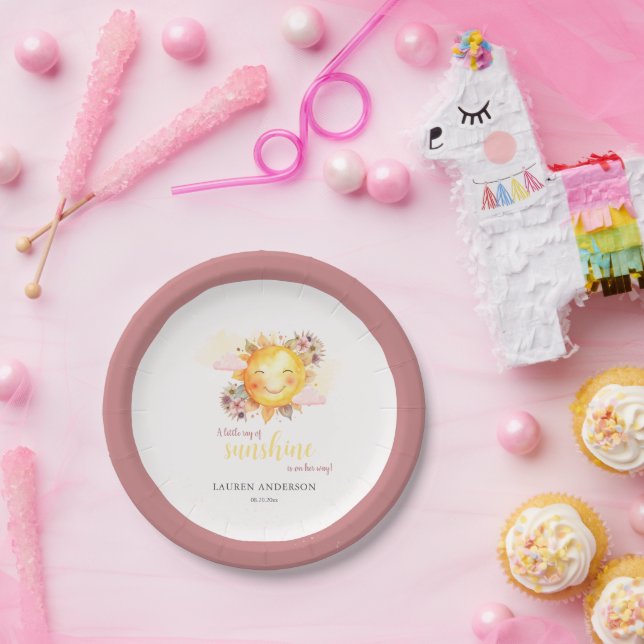 Prato De Papel Um Pequeno Raio De Sol Está A Caminho Da Garota Bo (Festa)