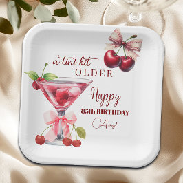 Prato De Papel Um Pouco Mais Velha Chic Cereja Martini 85º Aniver