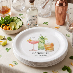 Prato De Papel Um Pouco Mais Velha Martini Feliz Aniversário de 2