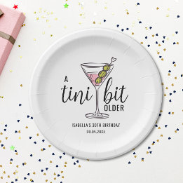 Prato De Papel Um Pouco Mais Velho Martini Rosa Tema de Aniversár