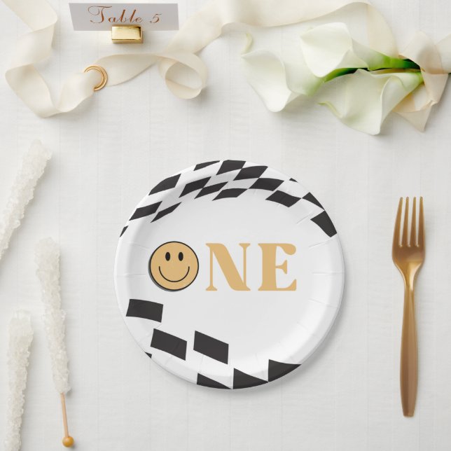 Prato De Papel Um primeiro aniversario Feliz (Casamento)