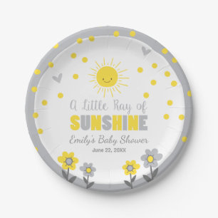 Prato De Papel Um Ray of Sunshine Chá de fraldas Paper Plates Su