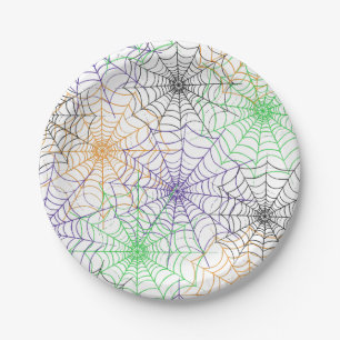 Prato De Papel Um simples padrão na Web da aranha de Halloween