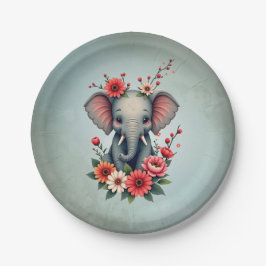 Prato De Papel Um toque do verão: O bebê elefante