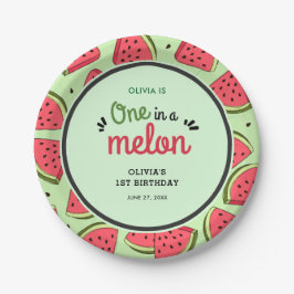 Prato De Papel Um Verão de Melancia Aniversário de 1 Ano 