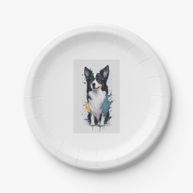 Prato De Papel Uma bela Collie de Cães [RB#10011] (Frente)