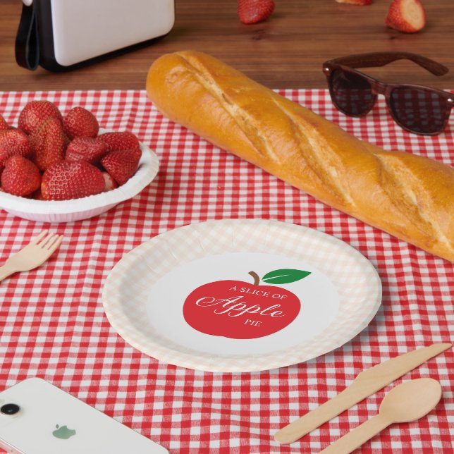 Prato De Papel Uma Fatia de Torta de Maçã Chá de Bebê (Piquenique)