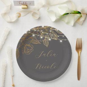 Prato De Papel "Uma História Do Amor Desdobra-Se: Nosso Casamento