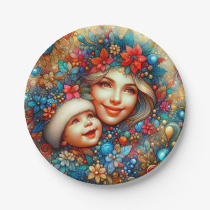Prato De Papel UMA MÃE E O NATAL DO BEBÊ ~ Fofo ~