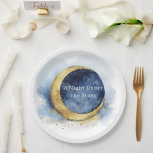 Prato De Papel Uma Noite Sob as Estrelas Casamento de Lua Azul Ce