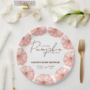 Prato De Papel Uma Pequena Abóbora Está A Caminho Do Chá de frald