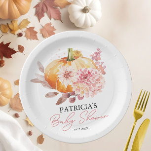 Prato De Papel Uma Pequena Abóbora Está A Caminho Do Chá de frald