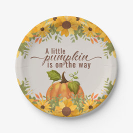 Prato De Papel Uma Pequena Abóbora Está A Caminho Do Chá de frald