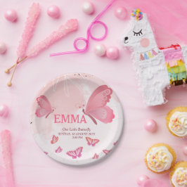 Prato De Papel Uma Pequena Borboleta Torna-Se Uma! Placa de Festa