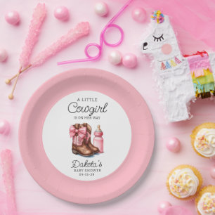 Prato De Papel Uma Pequena Cowgirl Pink Wester Rodeo Paper Napkin