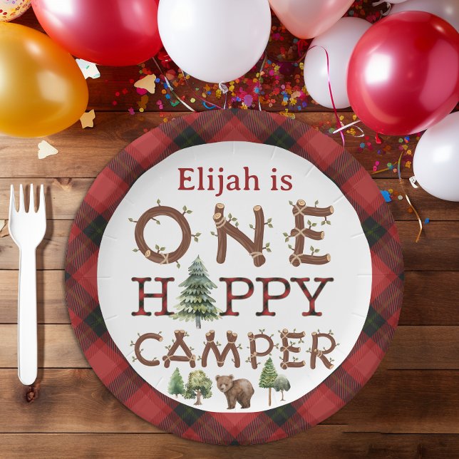 Prato De Papel Uma Placa de Papel de Festa de primeiro aniversari (One Happy Camper Party Plates)