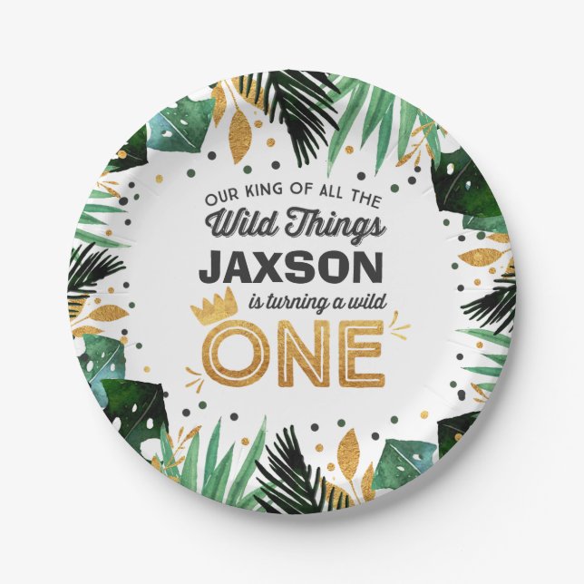 Prato De Papel Uma placa de papel selvagem 7" do aniversário (Frente)