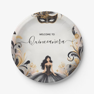 Prato De Papel Uma Quinceanera De Mascarada De Máscara De Rico De