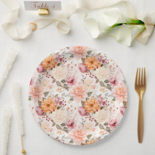 Prato De Papel Uma Série de Design Floral de Outono 2
