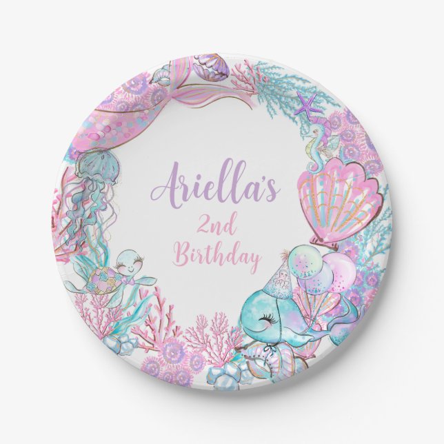 Prato De Papel Under the Sea Animals Custom Paper Plates (Frente)