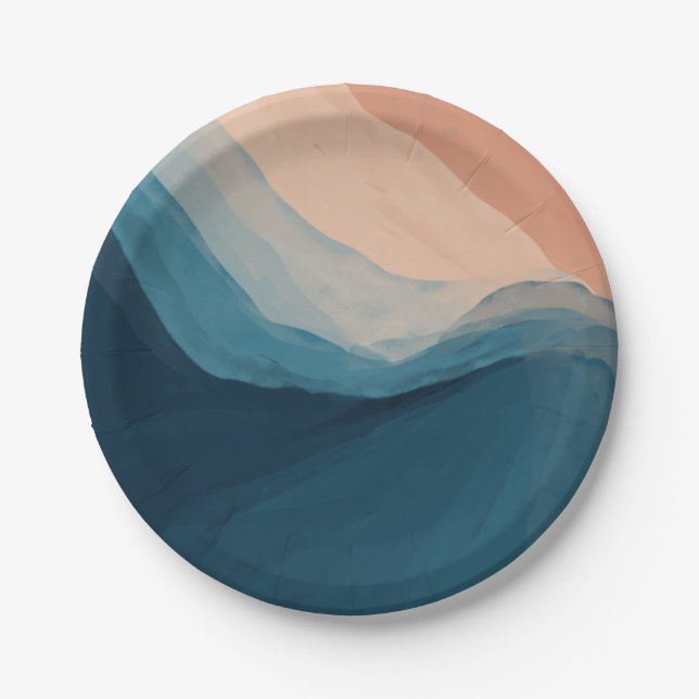 Prato De Papel Única 18ª Aniversário do Oceano, com papel azul am (Frente)