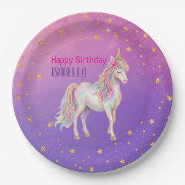 Prato De Papel Unicorn Glitter Girls Birthday