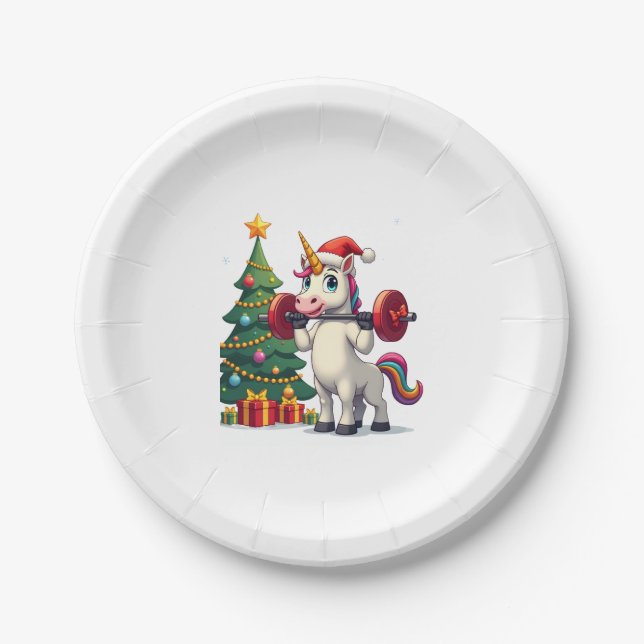 Prato De Papel Unicorn Lifting Christmas Weightlifting Deadlift G (Frente)