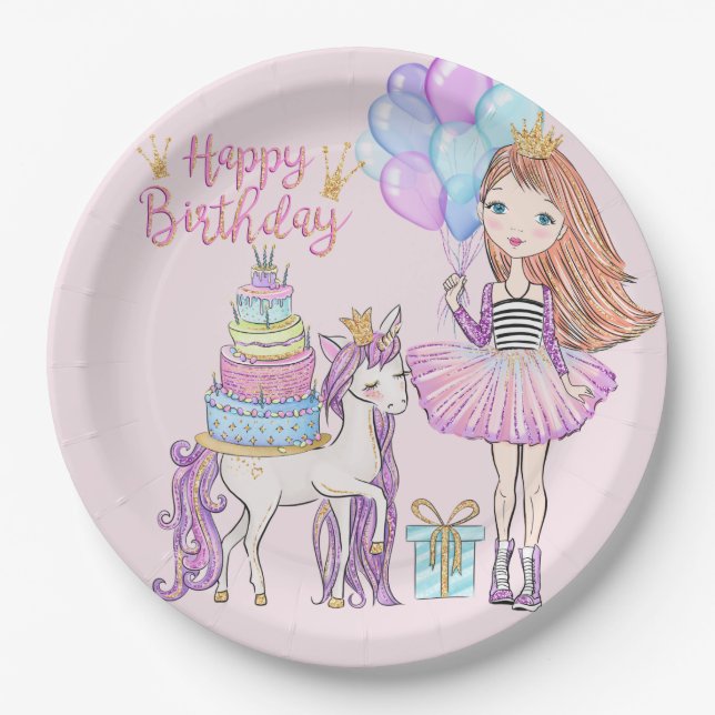Prato De Papel Unicorn Princesa Legal Birthday (Frente)