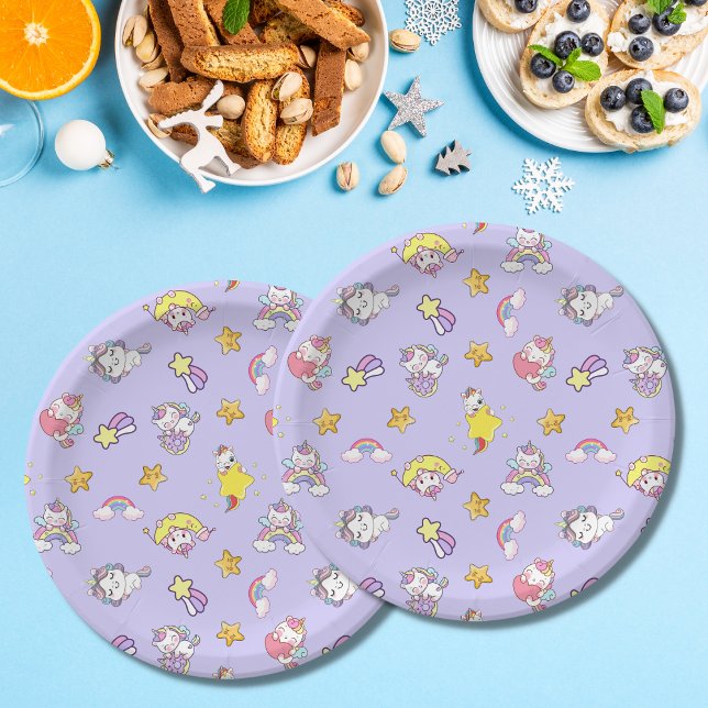 Prato De Papel Unicorn Rainbow Star Leve Puro Pensada (Criador carregado)