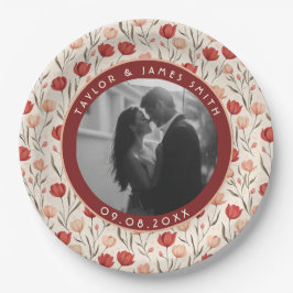 Prato De Papel Unique Tulip Flower Vintage Wedding Paper Plate