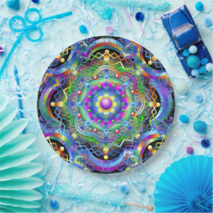 Prato De Papel Universo Mandala Cores Psicodélicas