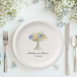 Prato De Papel Urn de Jardim Tuscano Romântico com Flores Casamen