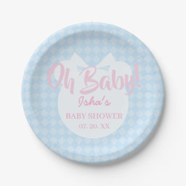 Prato de Papel Urso Azul Claro Baby Shower Oh Bebê