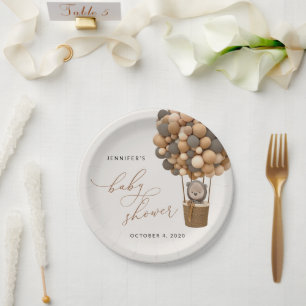 Prato De Papel Urso, Balões Marrons, Balão de Ar Quente, Chá de f