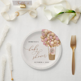 Prato De Papel Urso, Balões Rosa, Balão de Ar Quente, Chá de fral