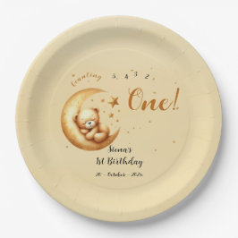 Prato De Papel Urso Bebê Bonito Dormindo No primeiro aniversario 