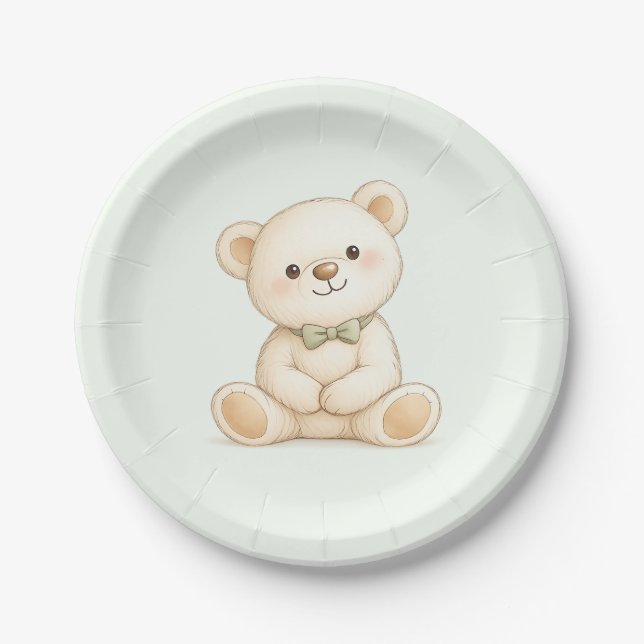 Prato De Papel Urso de Água-marinha Verde Sage (Frente)
