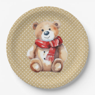 Prato De Papel Urso de Cintura de Aquarelas para o Aniversário