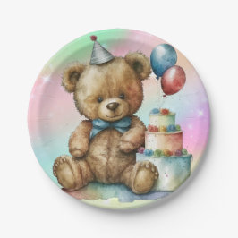 Prato De Papel Urso de pelúcia de aniversário