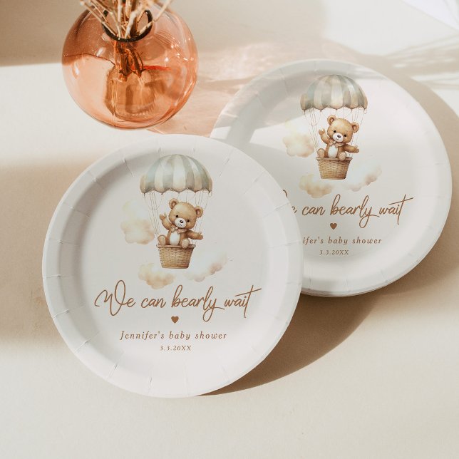 Prato De Papel Urso de pelúcia podemos esperar chá de fraldas (Criador carregado)