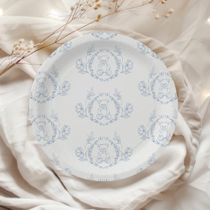 Prato De Papel Urso de pelúcia Toile Chinoiserie Vintage Chá de b
