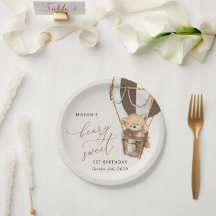 Prato De Papel Urso de Teddy, Balão de Ar Quente Castanho, Primei