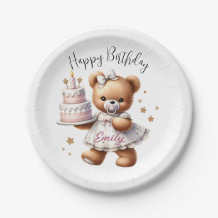 Prato De Papel Urso de Teddy Bonito com Balões e Presentes