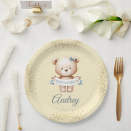 Prato De Papel Urso de Teddy Bonito com Brithday
