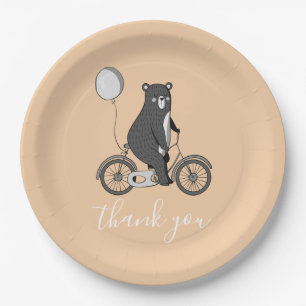 Prato De Papel Urso Escandinavo na Bike Minimalist Obrigado 