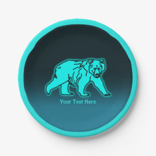 Prato De Papel Urso Kodiak Azul