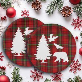 Prato De Papel Urso-Pinheiro Águia Vermelho Preto