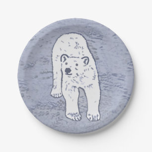 Prato De Papel Urso Polar na Pintura do Gelo - Arte Original da V