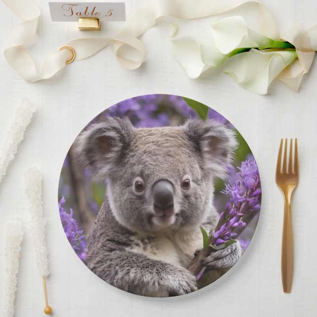 Prato De Papel Urso Purple Jacaranda Koala (Casamento)